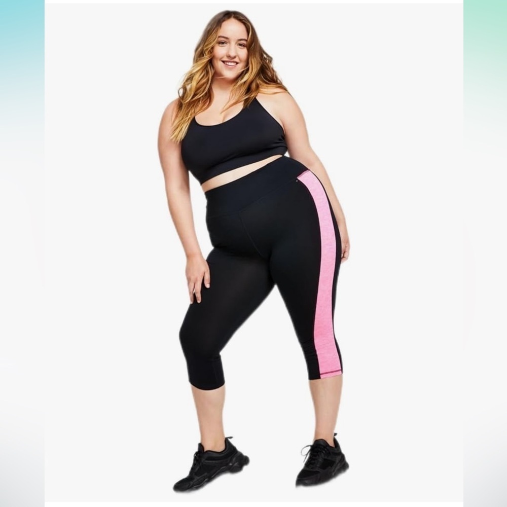 Ideology Black Orange Capri Pants with Bold Side Stripe